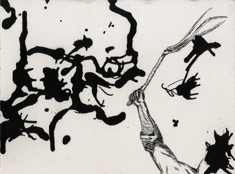 Illustration #2 from the original poem by Ishion Hutchinson -- 9in x 12in, ink on watercolor paper