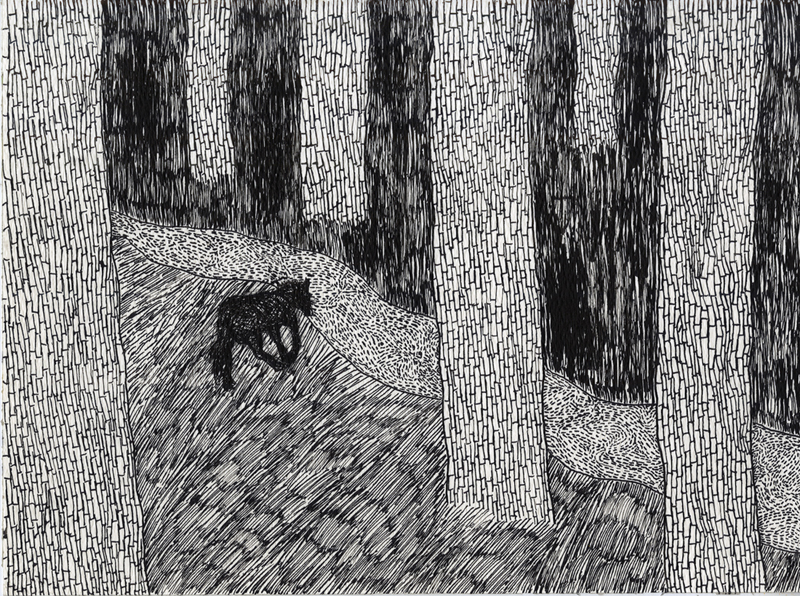 Illustration #6 from the original poem by Ishion Hutchinson -- 9in x 12in, ink on watercolor paper