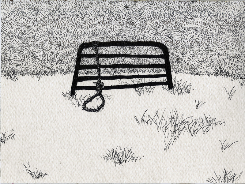 Illustration #8 from the original poem by Ishion Hutchinson -- 9in x 12in, ink on watercolor paper